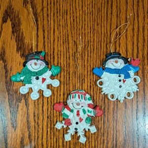 Snowman Snowflake Trio Christmas Ornament